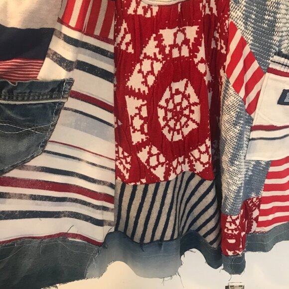 Art to wear patchwork tunic/midi dress women's M boho hippie retro denim whimsy - Picture 2 of 10